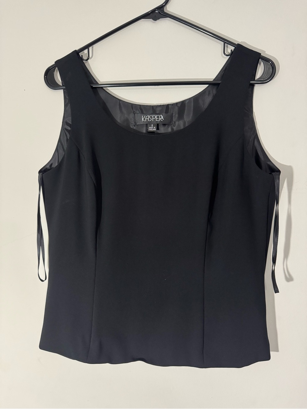 Kasper Black Sleeveless Scoop-Neck Camisole with Side Ties